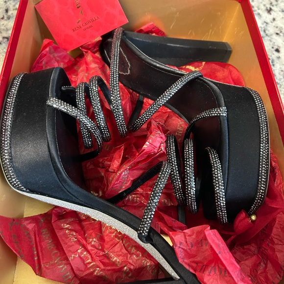 Rene Caovilla Black Rhinestone Heels - Picture 1 of 3